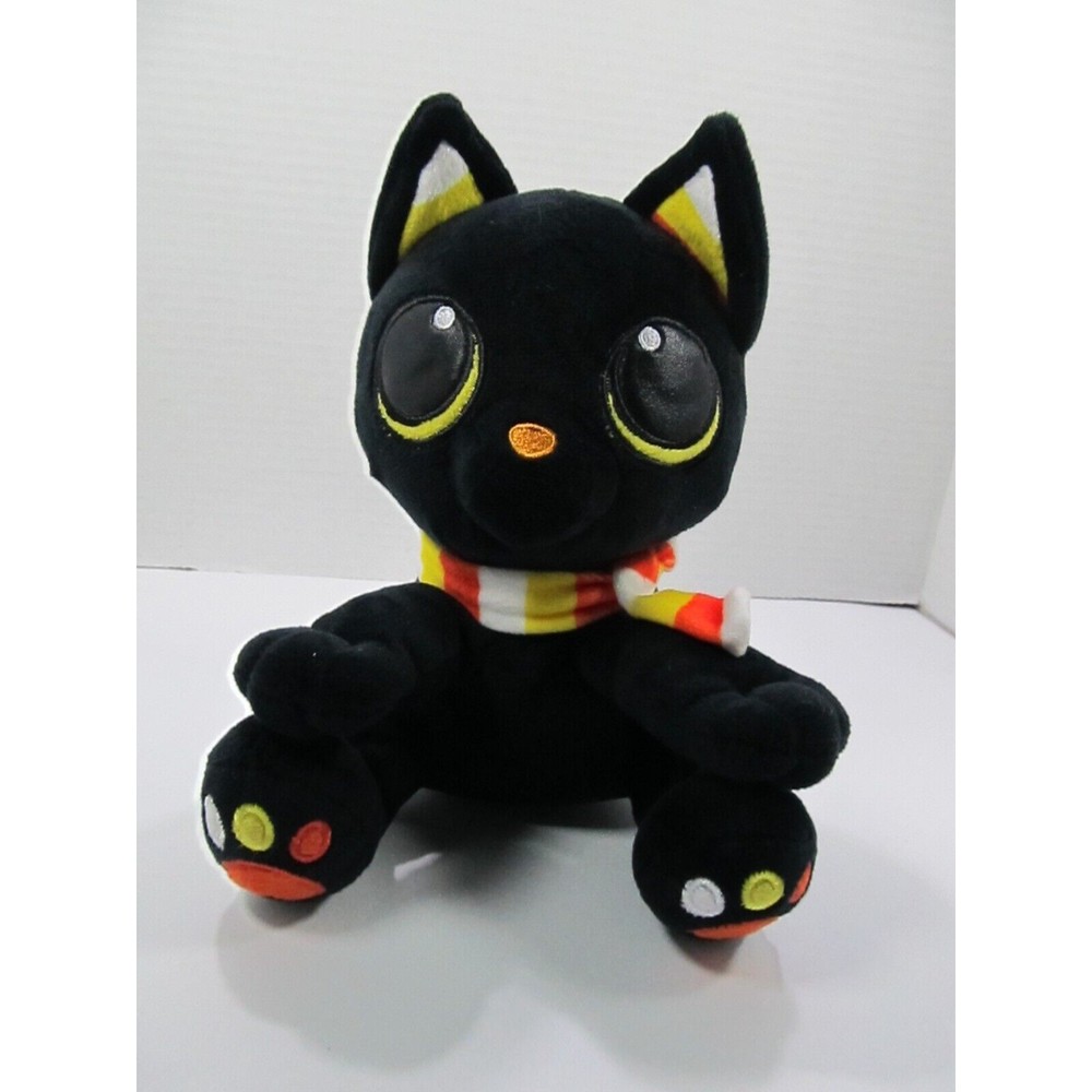 Plushible Halloween Plush Black Cat Candy Corn Cory Stuffed Animal 8" Big Eyes